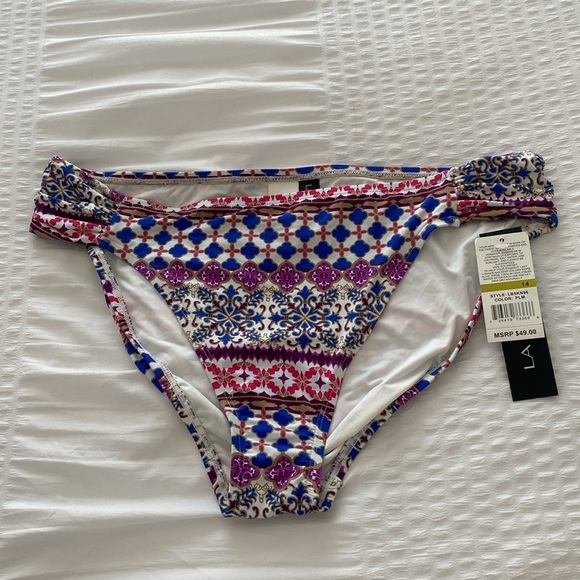 NWT LA BLANCA multi color pattern bikini bottoms size 14 - Picture 8 of 8
